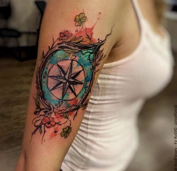 10-compass-tattoo-designs
