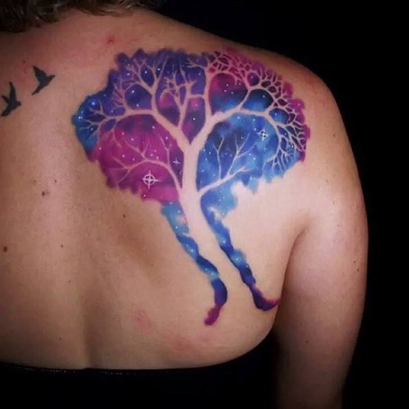 colorfull-tree-tattoo-on-back