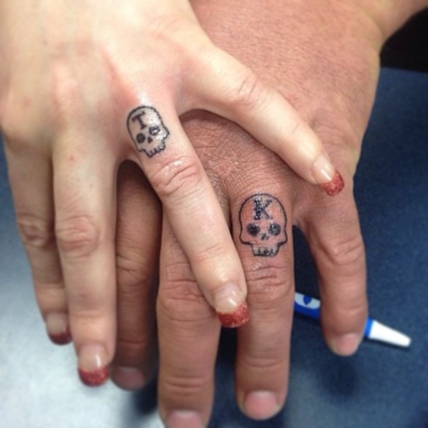 his-and-hers-skulls-wedding-band-tattoo-initials