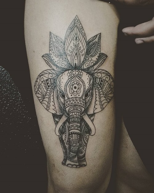 lotus-flower-and-elephant-tattoo