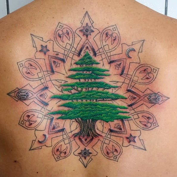 mandala-pine-tree-tattoos-on-back