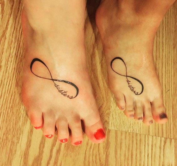 matching-sister-infinity-foot-tattoos