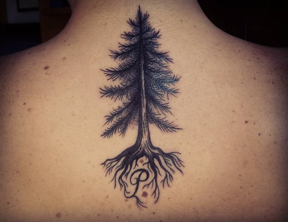 pine-tree-tattoo-with-word-on-back