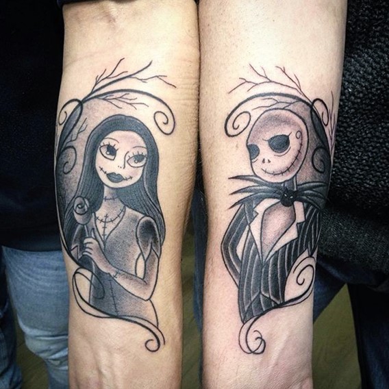 simple-nightmare-before-christmas-couple-tattoos