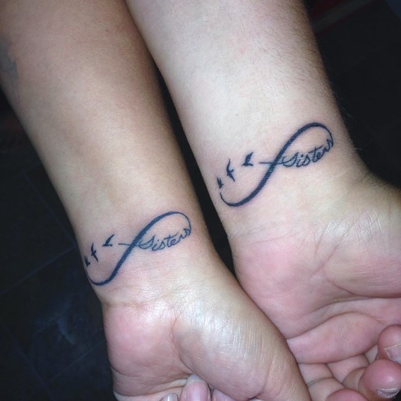 sister-infinity-script-tattoo-on-wrist