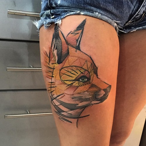 sketch-style-fox-thigh-tattoo-designs