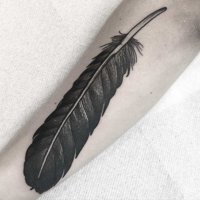 black-feather-tattoos-on-arm