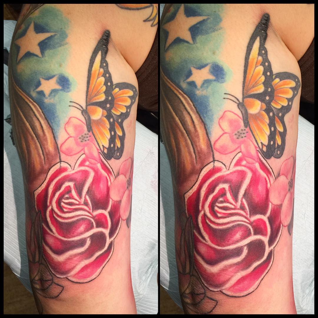 butterfly-tattoo-with-rose-flower