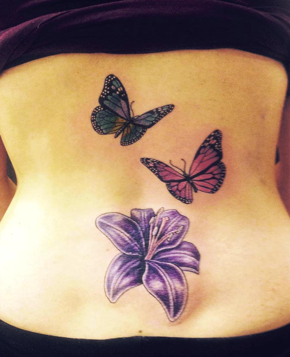 butterfly-tattoos-with-flower-on-lower-back