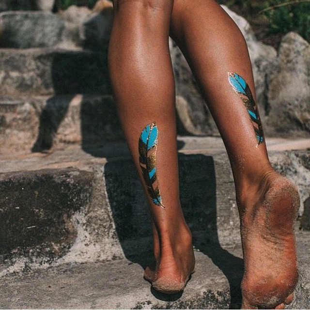 feather-tattoos-on-lower-leg