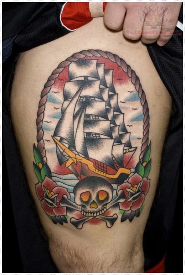 best-ship-tattoo-on-bicep