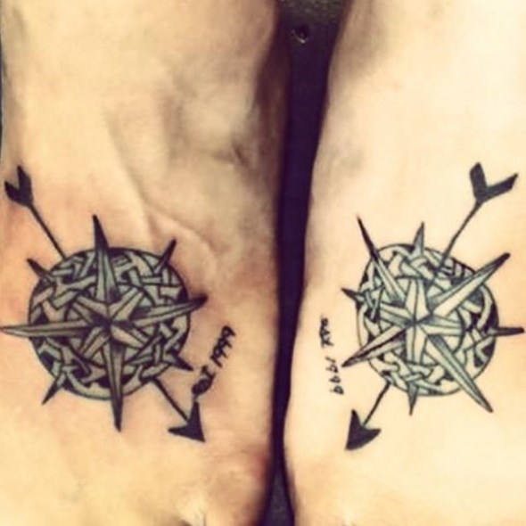 brother-and-sister-compass-tattoos