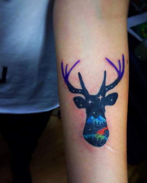 colorful-stag-tattoo