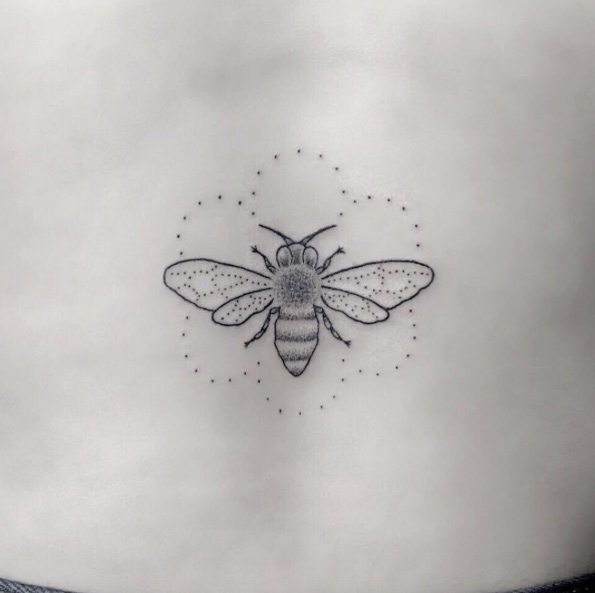 delicate-dotwork-bee-tattoo
