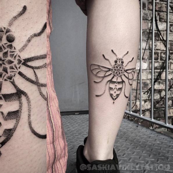 dotwork-mandala-bee-tattoo