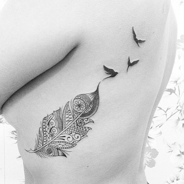 feather-tattoo-design-with-birds