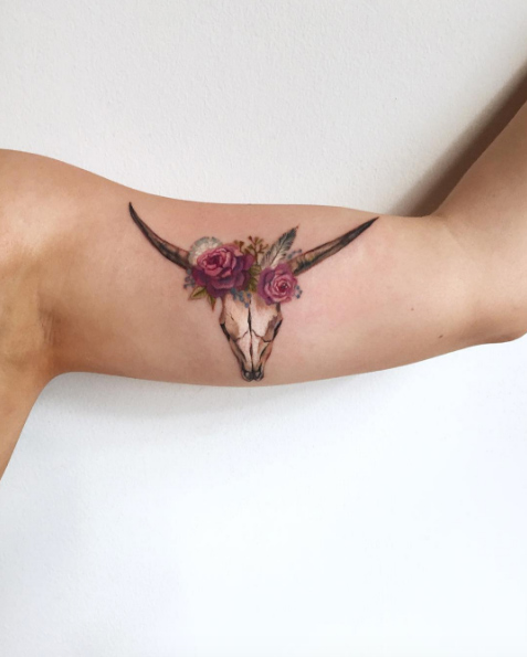 longhorn-skull-tattoo