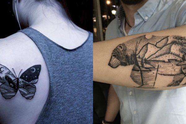 tatuaggi animali e paesaggi