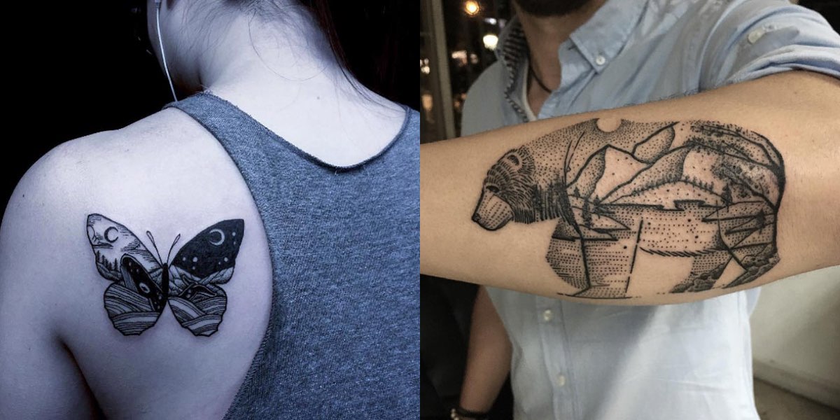 tatuaggi animali e paesaggi