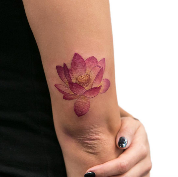 vibrant-lotus-flower-tattoo