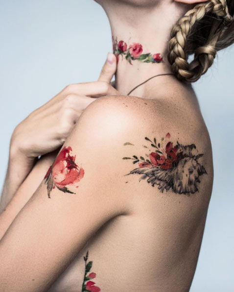 watercolor-flower-tattoos