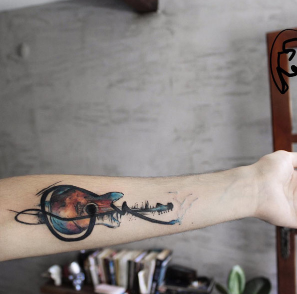 watercolor-guitar-tattoo