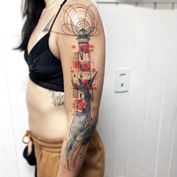 watercolor-lighthouse-tattoo