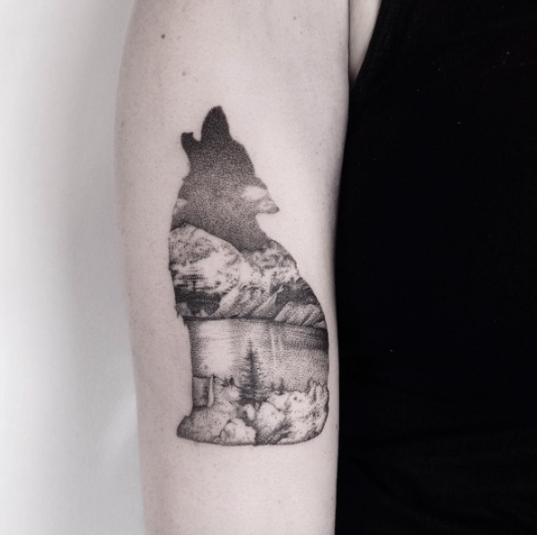 wolf-landscape-tattoo