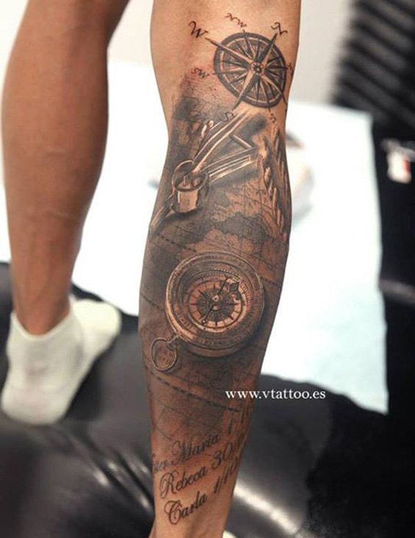 3d-compass-calf-tattoo-23