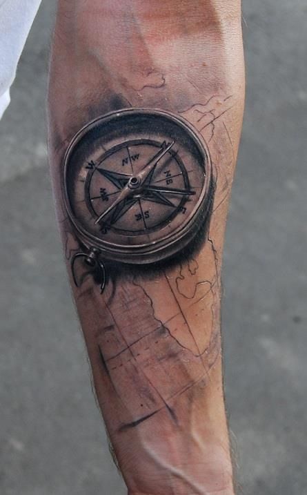 3d-compass-forearm-tattoo