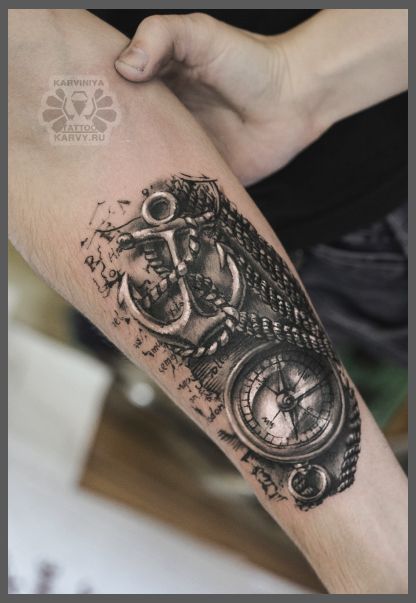 anchor-and-compass-forearm-tattoo