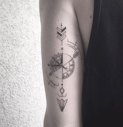 beautiful-divided-compass-arm-tattoo