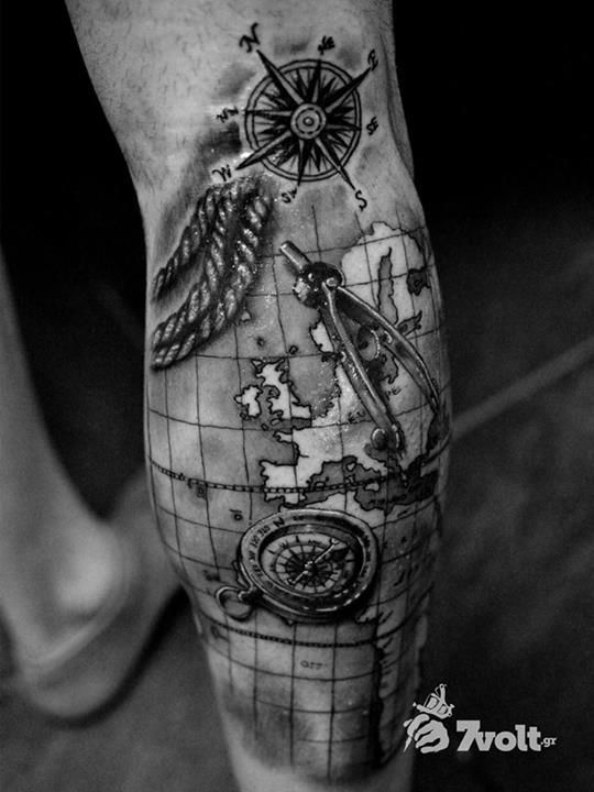 map-and-compass-calf-tattoo