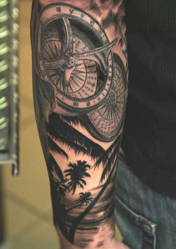 seascape-compass-forearm-tattoo