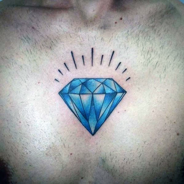 middle-of-chest-traditional-blue-diamond-tattoos-for-men
