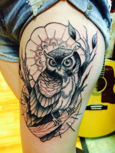 owl-tattoo-with-flower-background