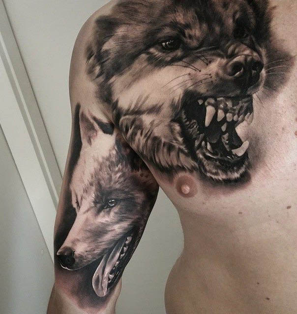Fiery-Wolf-Tattoo