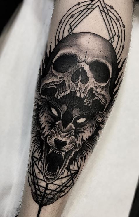 f1eb6f888bb83ad02c7e31d33e5bb7de--wolf-tattoos-tattoo-wolf-skull