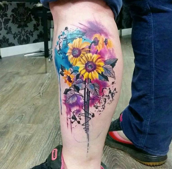 colorful-sunflower-tattoo