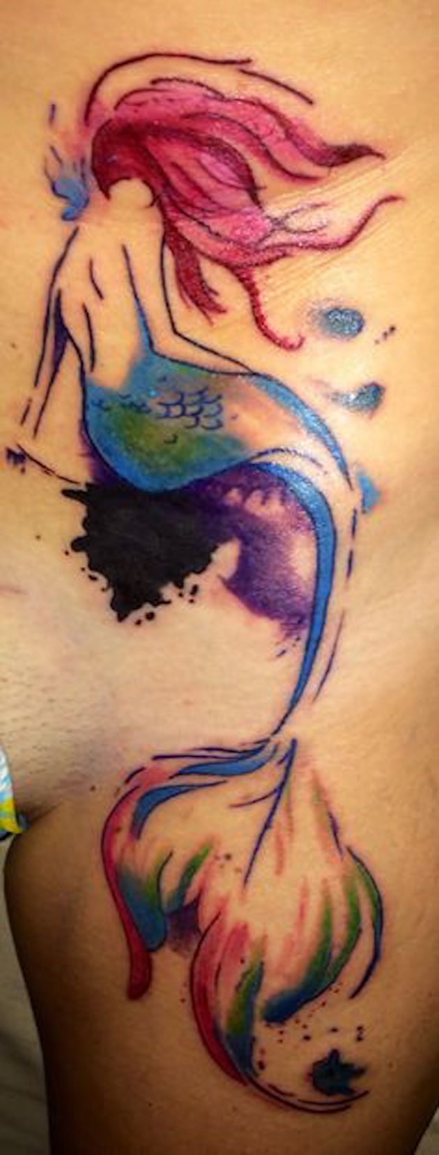 watercolor-ariel-little-mermaid-tattoos