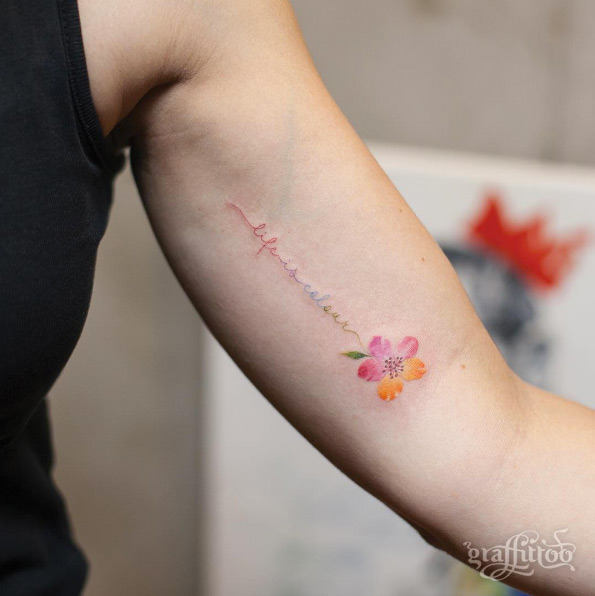 floral-text-stem-tattoo - TatuaggiStyle