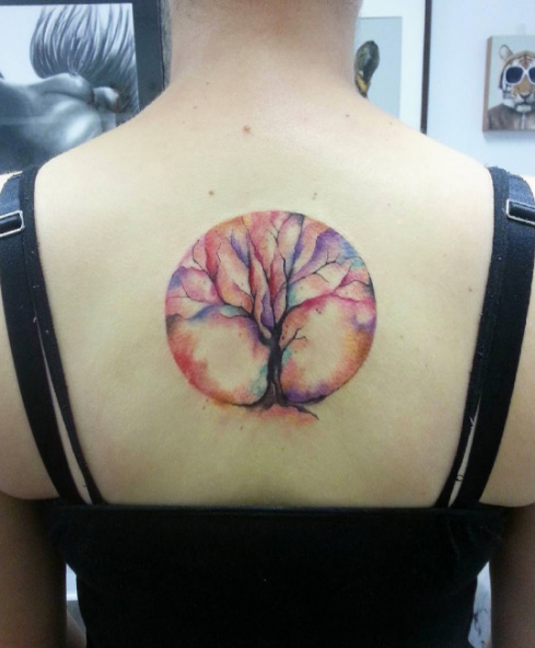 Watercolor tree tattoo