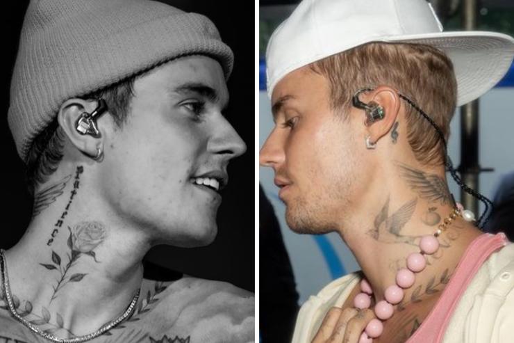 Justin Bieber tatuaggi collo